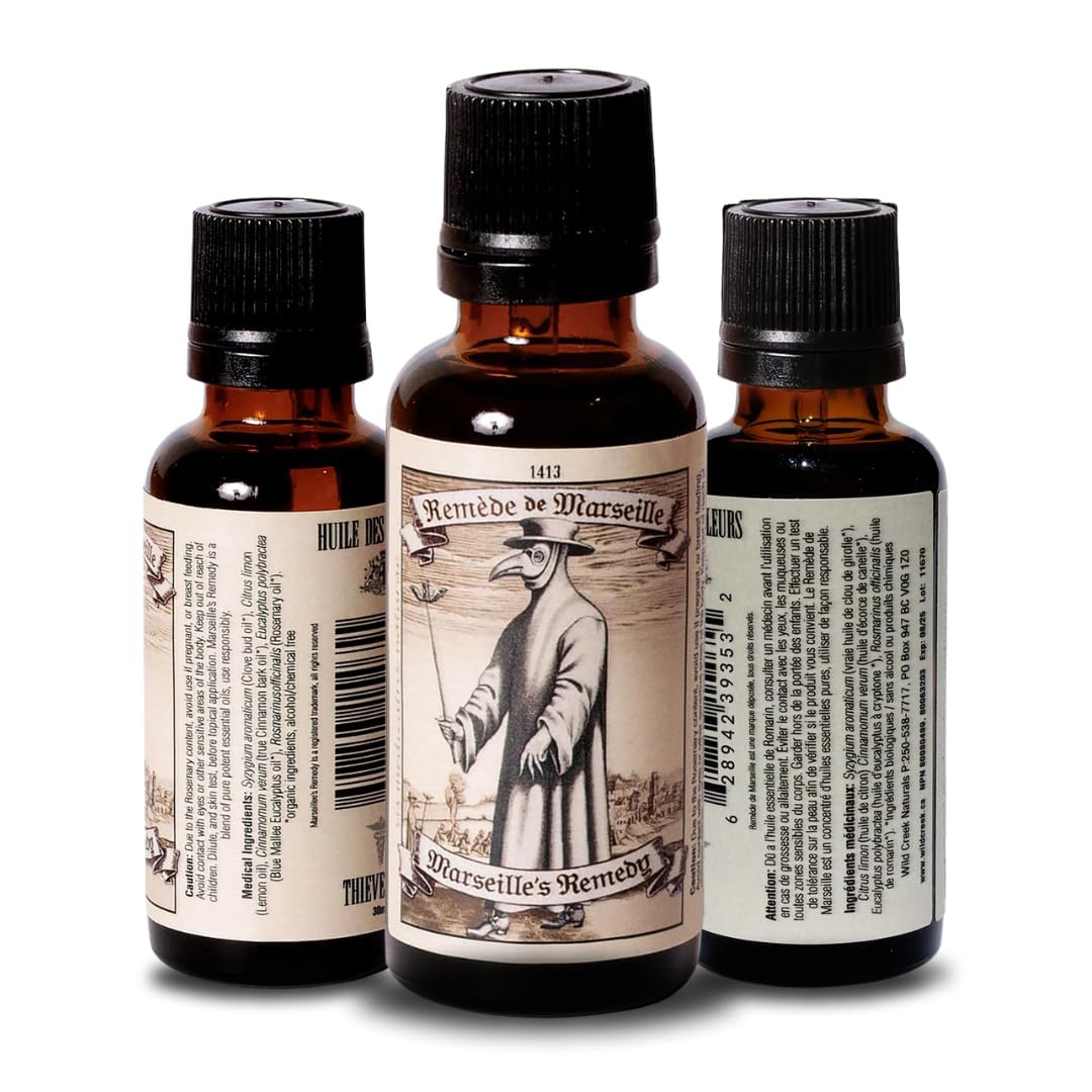 Marseille's Remedy Thieves Oil โ Essential Diffuser Blend with Eucalyptus, Cinnamon, Lemon & Cloves