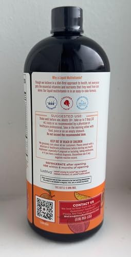MaryRuth Organics Liquid Multivitamin + Hair Growth with Lustriva โ Thicker Hair, Smoother Skin | Biotin 10000mcg | 30 Fl Oz