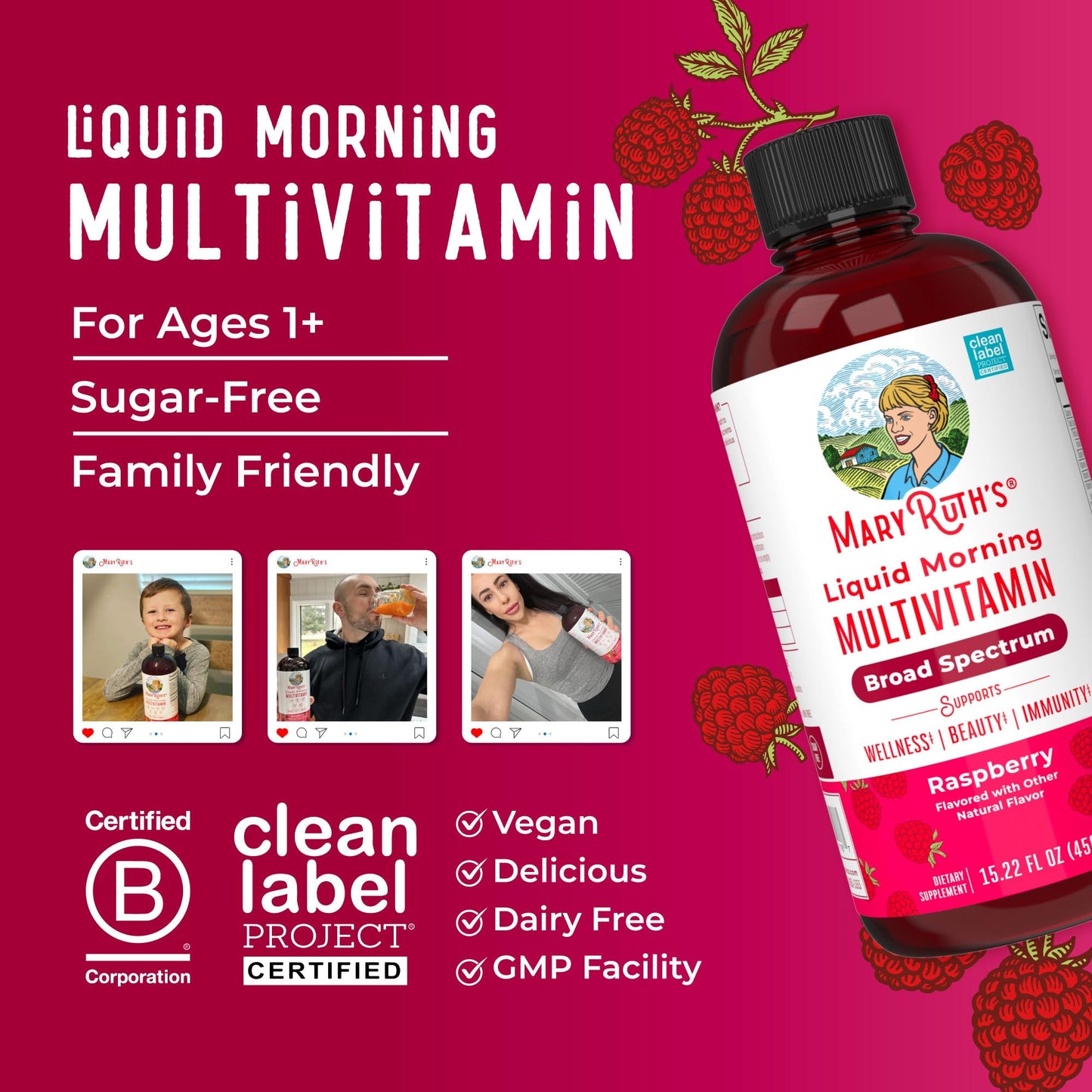 MaryRuth Organics Liquid Multivitamin โ Women, Men & Kids | Vegan, Non-GMO, Gluten Free