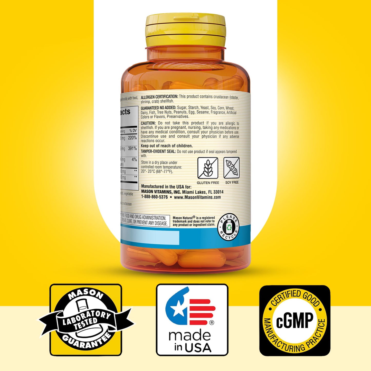 MASON NATURAL Glucosamine Chondroitin 1500/1200 with Vitamin C โ 280 Capsules (3 Month Supply)