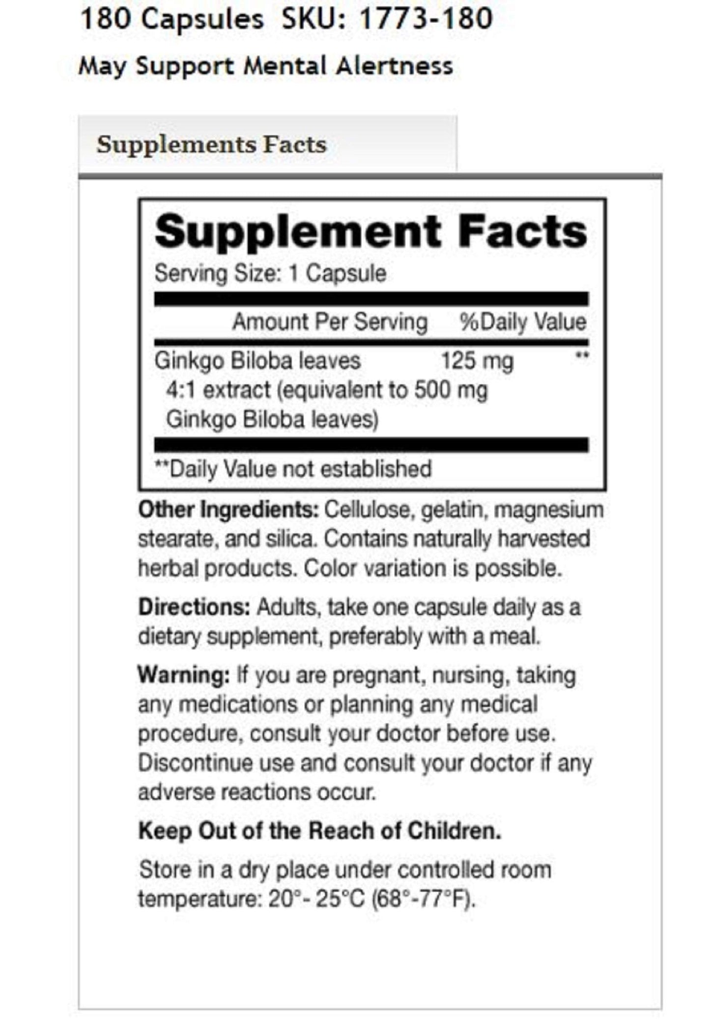Mason Vitamins Ginkgo Biloba 500 mg โ 360 Gelatin Capsules (Pack of 2 Bottles)