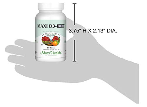 Maxi Health Vitamin D3 3000 IU (75 mcg) โ 180 Tablets | Kosher, Non-GMO