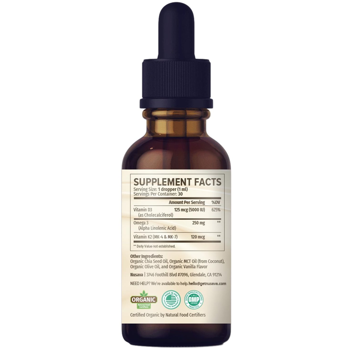 (2 Pack) Organic Vitamin D3 K2 Drops with MCT Oil | 5000 IU, Non-GMO, Vanilla