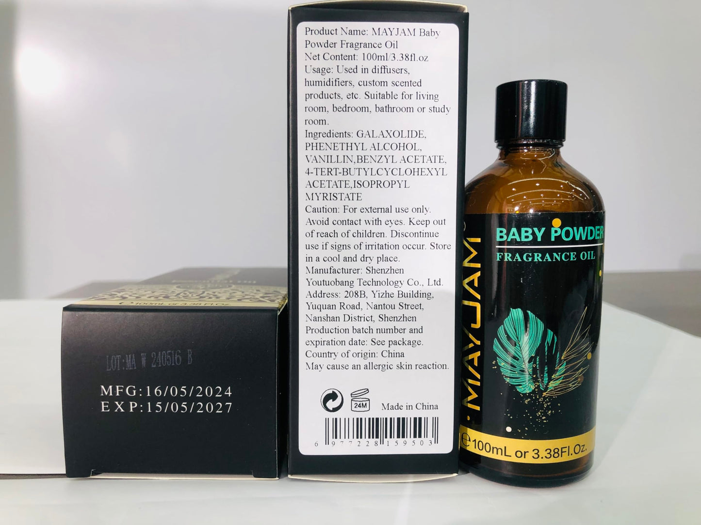 MAYJAM Baby Powder Fragrance Oil 100ml with Glass Dropper โ Diffuser & DIY