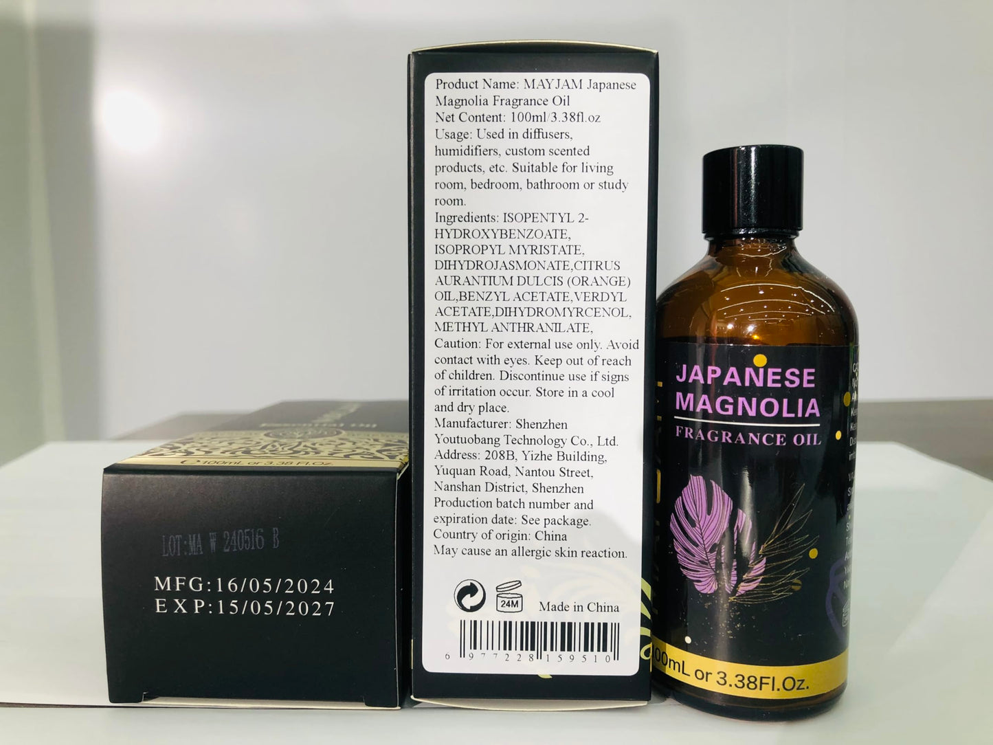 MAYJAM 100ML Japanese Magnolia Fragrance Oil with Glass Dropper โ Diffuser & DIY Soap/Candle