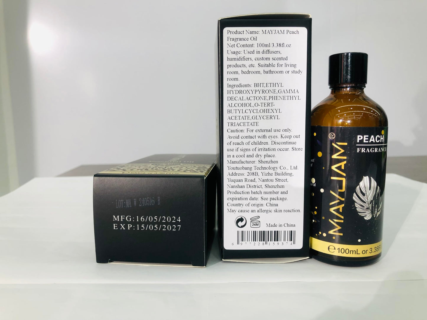 MAYJAM Peach Fragrance Oil 100ml with Glass Dropper - Diffuser & DIY Use
