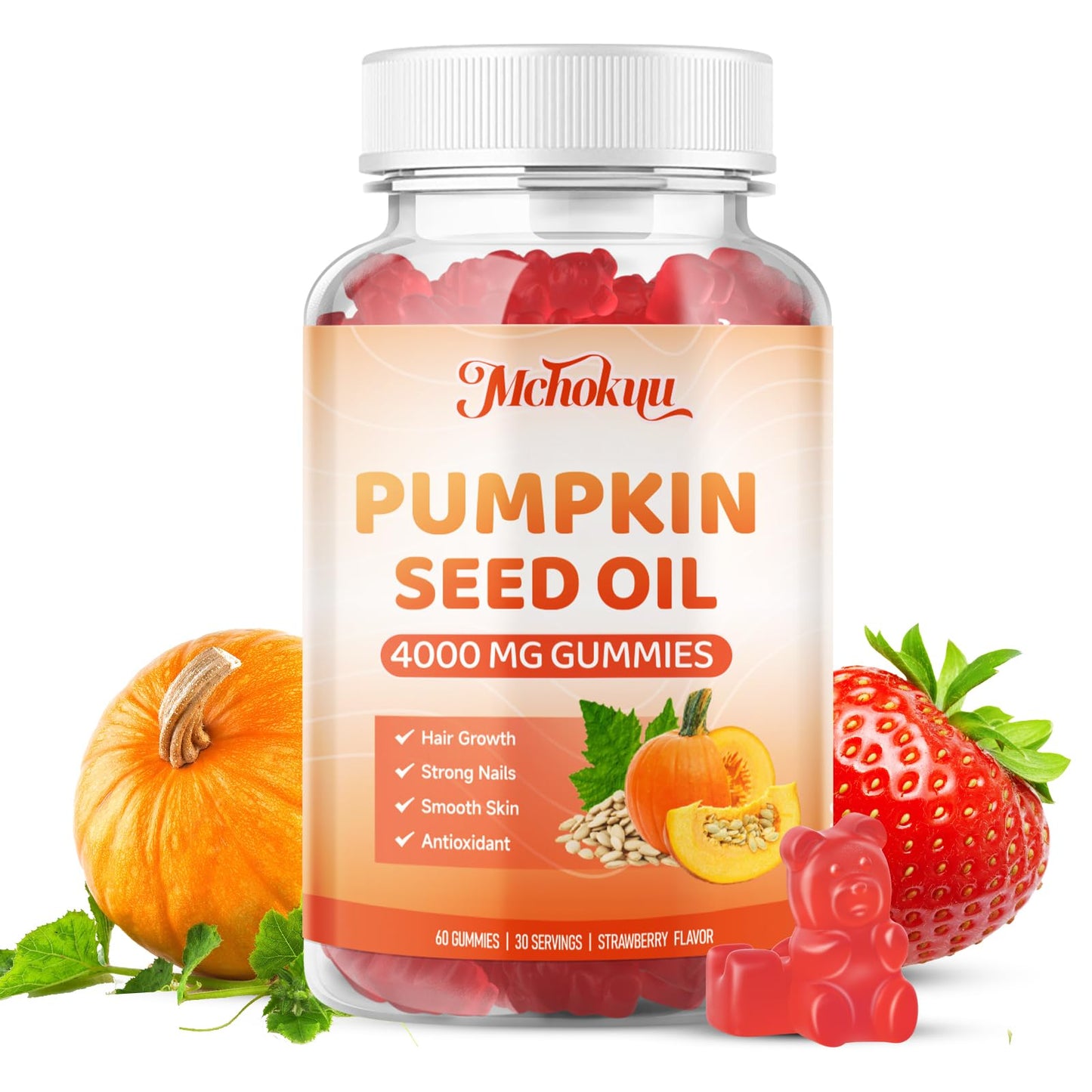 Mchokuu Pumpkin Seed Oil Gummies 4000mg + Saw Palmetto β Hair & Skin