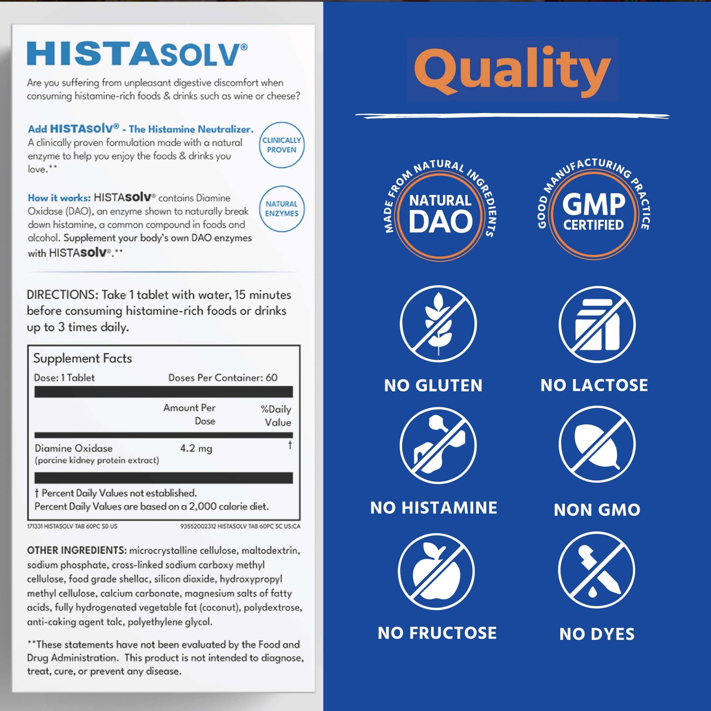 Medagel HISTAsolv Extra Strength DAO Enzyme for Histamine Intolerance โ 60 Pack (Austria)