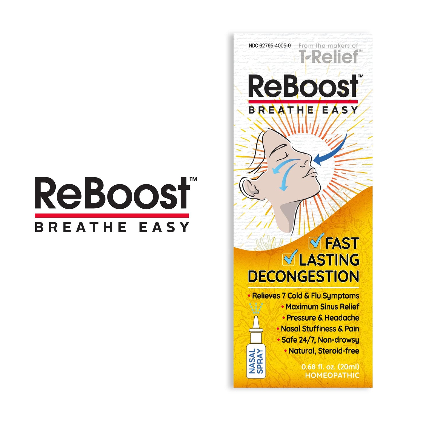 MediNatura ReBoost Breathe Easy Decongestion Nasal Spray β Fast-Acting Natural Homeopathic Relief (0.68 oz)