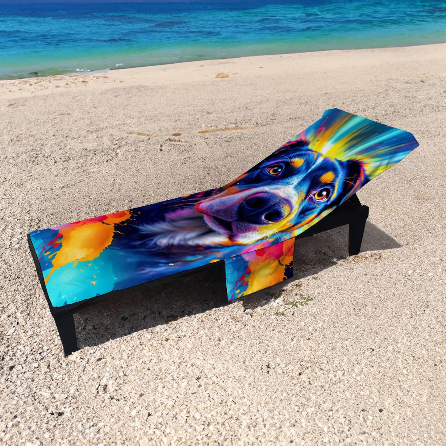 Colourful Dog Painting - Sunbed Towel