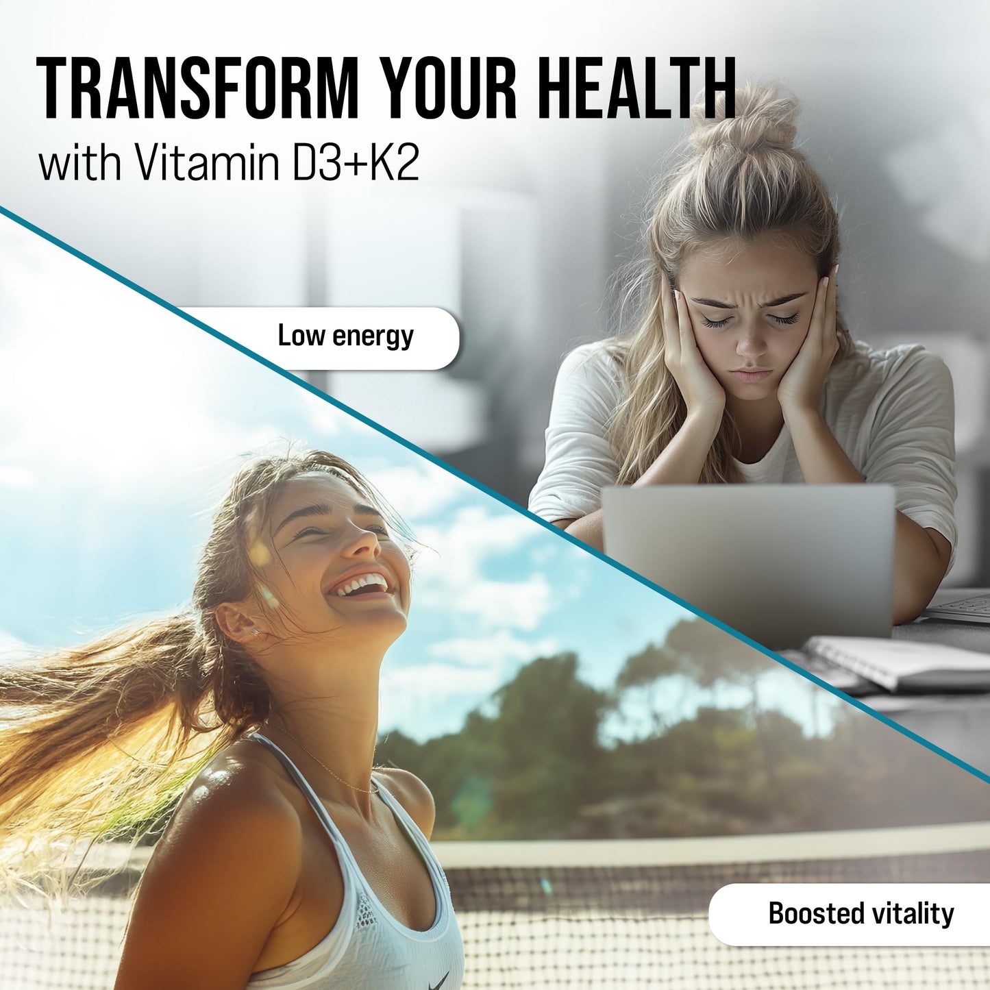 MERRY VITA Vitamin D3 K2 300 Softgels β 10,000 IU D3 + 200 mcg K2 MK7 β Plant-Based, Vegan, Gluten-Free