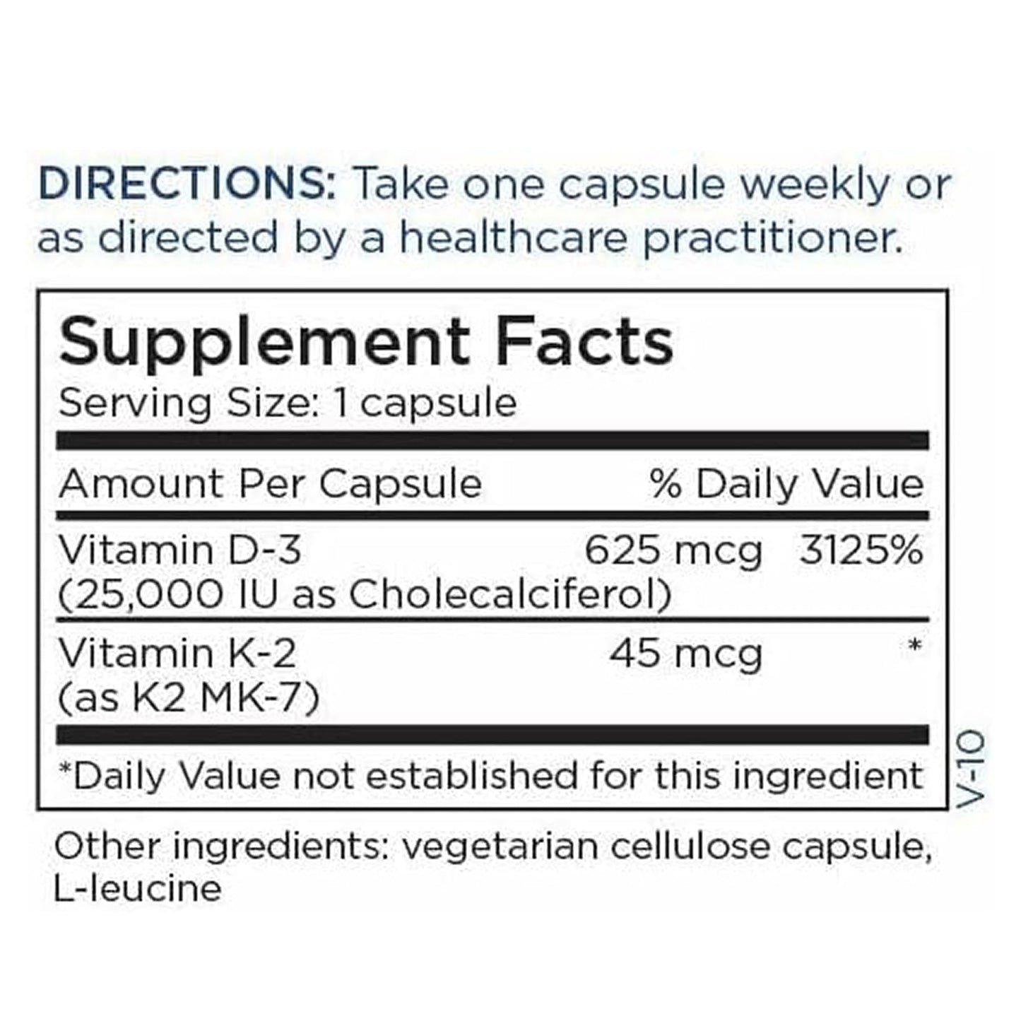 Metabolic Maintenance Vitamin D3 & K2 โ 25,000 IU, Bone Health, 60 Capsules