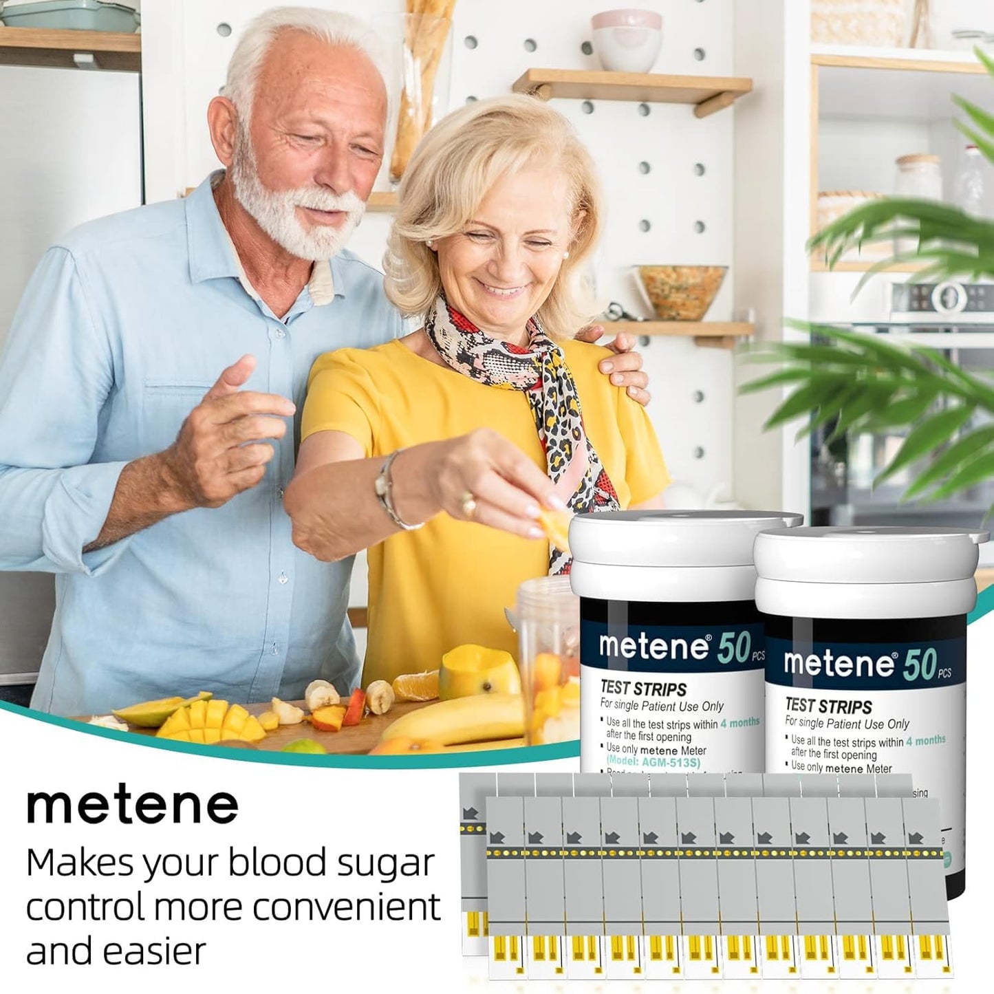 Metene AGM-513S Test Strips โ 100 Count for AGM-513S Glucose Monitoring System