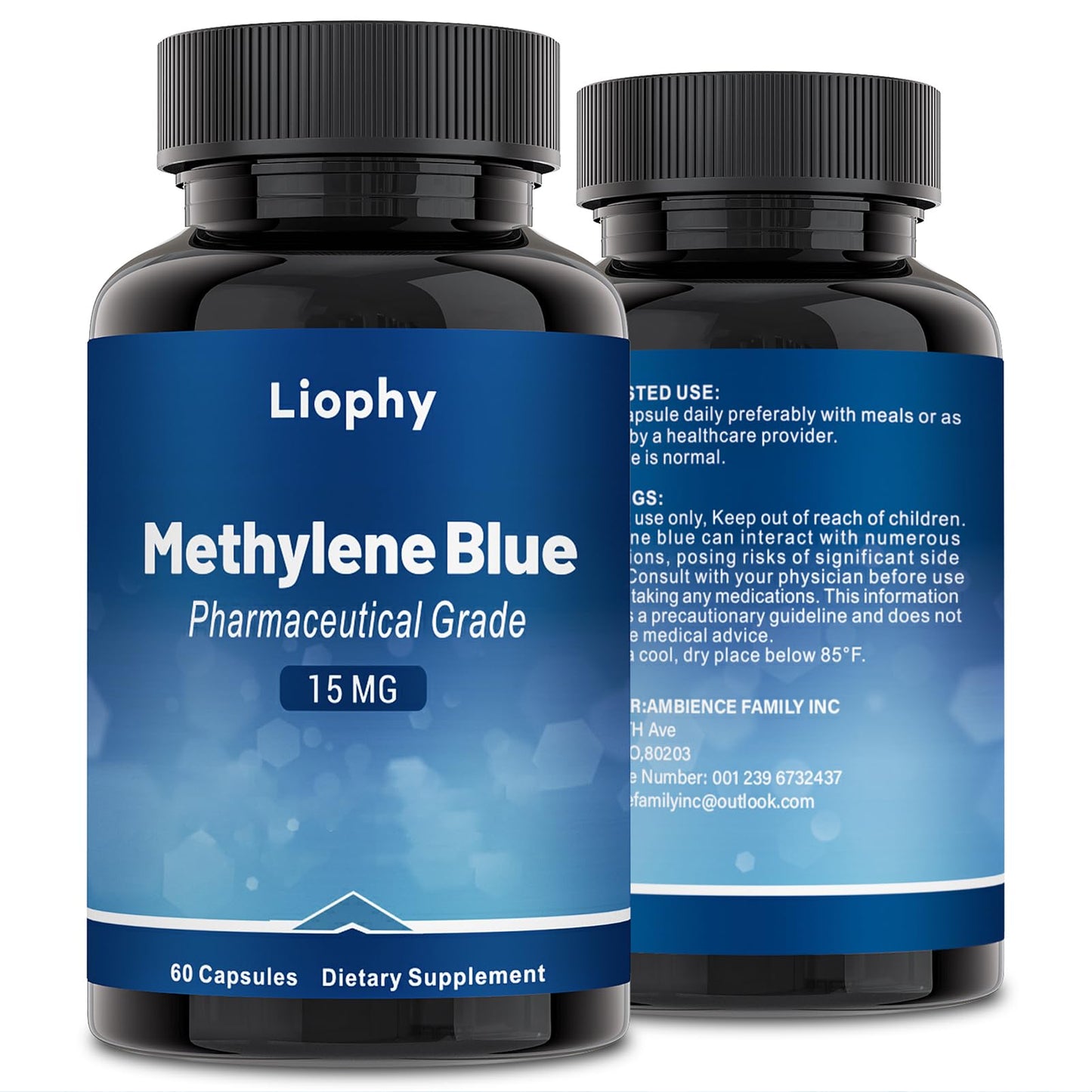 Liophy Methylene Blue Capsules โ Premium 99% Methylene Blue with Vitamin C Ester | 60 Capsules Dietary Supplement