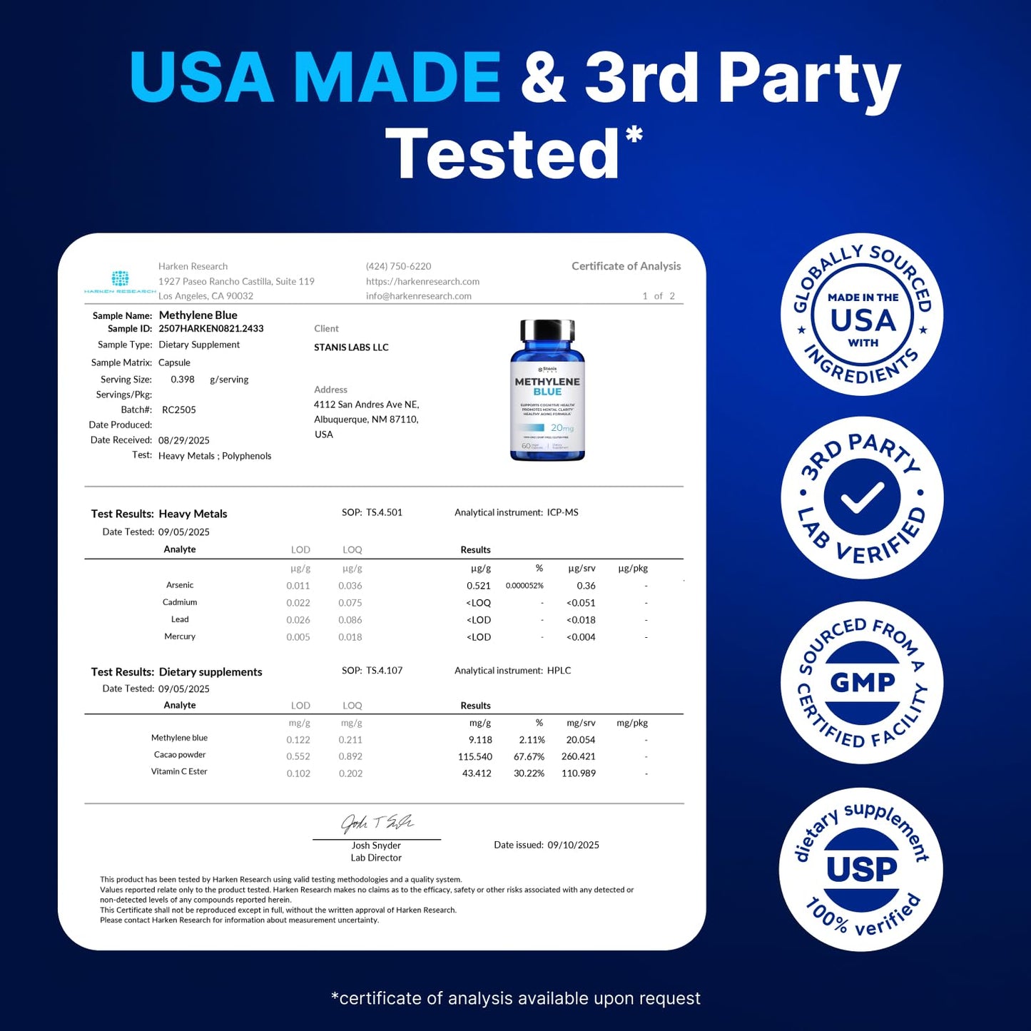 Ultimate Methylene Blue 20mg Capsules — Brain Focus & Energy (USA Made)