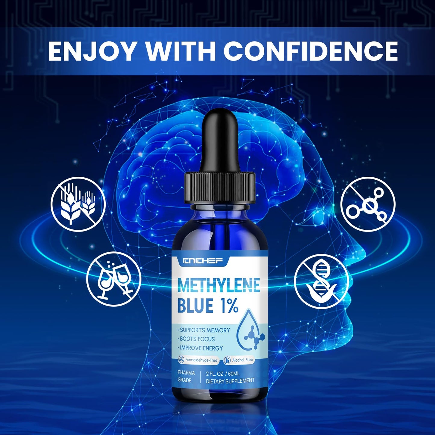 Methylene Blue Pharmaceutical Grade Drops โ Cognitive & Cellular Energy Support (2 fl oz)