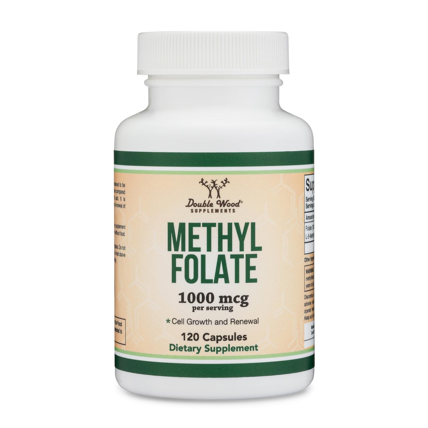 Double Wood Methylfolate 1,000mcg, 120 Capsules โ Third-Party Tested
