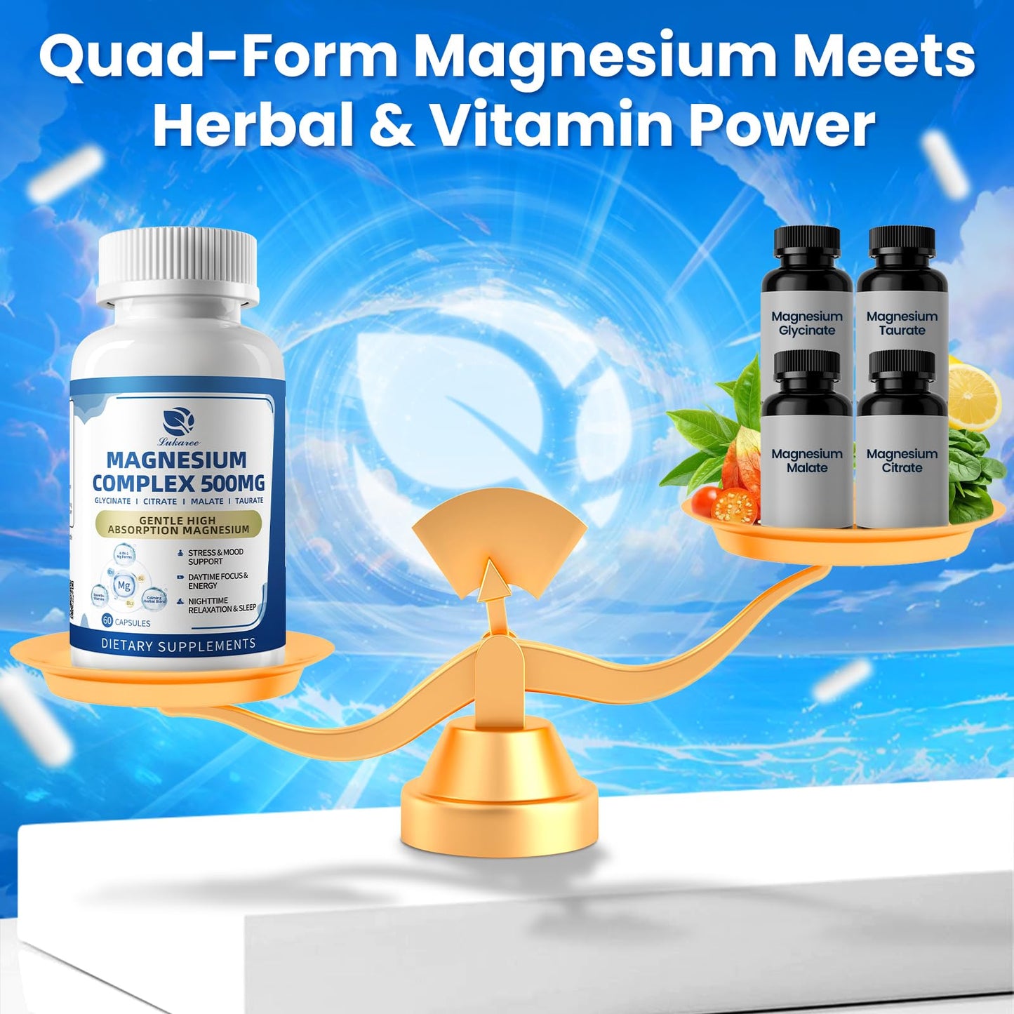 Magnesium Complex 500mg โ 4-in-1 Formula (Glycinate, Citrate, Malate, Taurate) | 90 Capsules