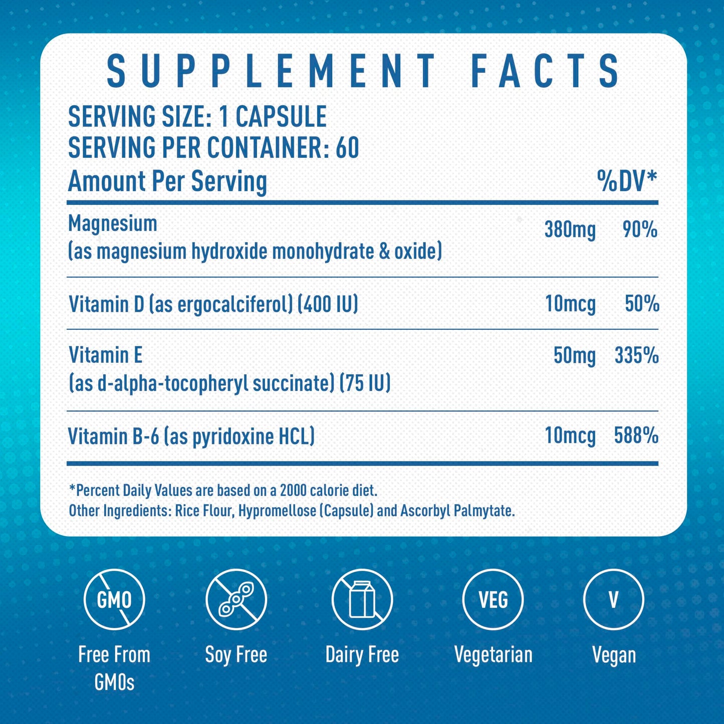 MGSPORT Magnesium Supplement Complex โ High Absorption with B6, D & E | Leg Cramps & Muscle Support (60 Servings)