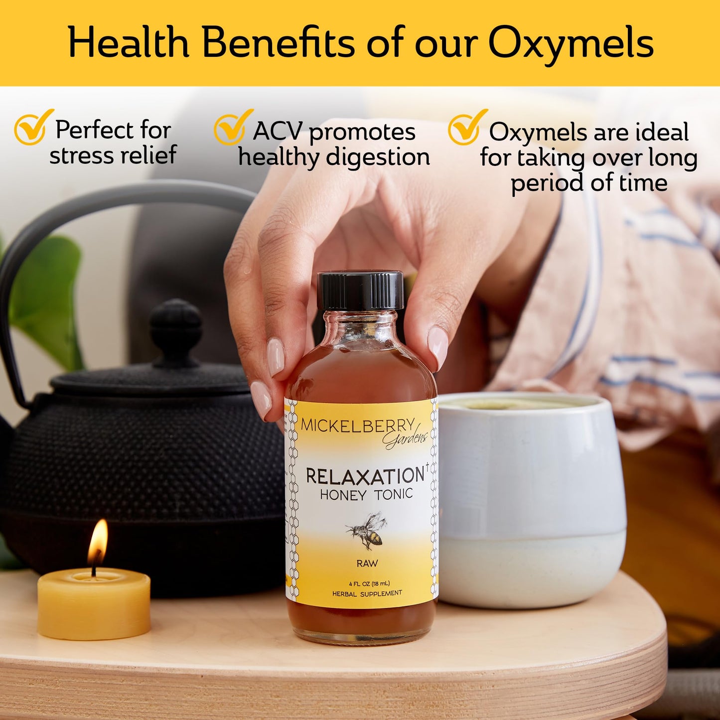 Mickelberry Gardens Relaxation Honey Tonic โ Sleep Support with Chamomile & Lavender (4 oz, Pack of 2)