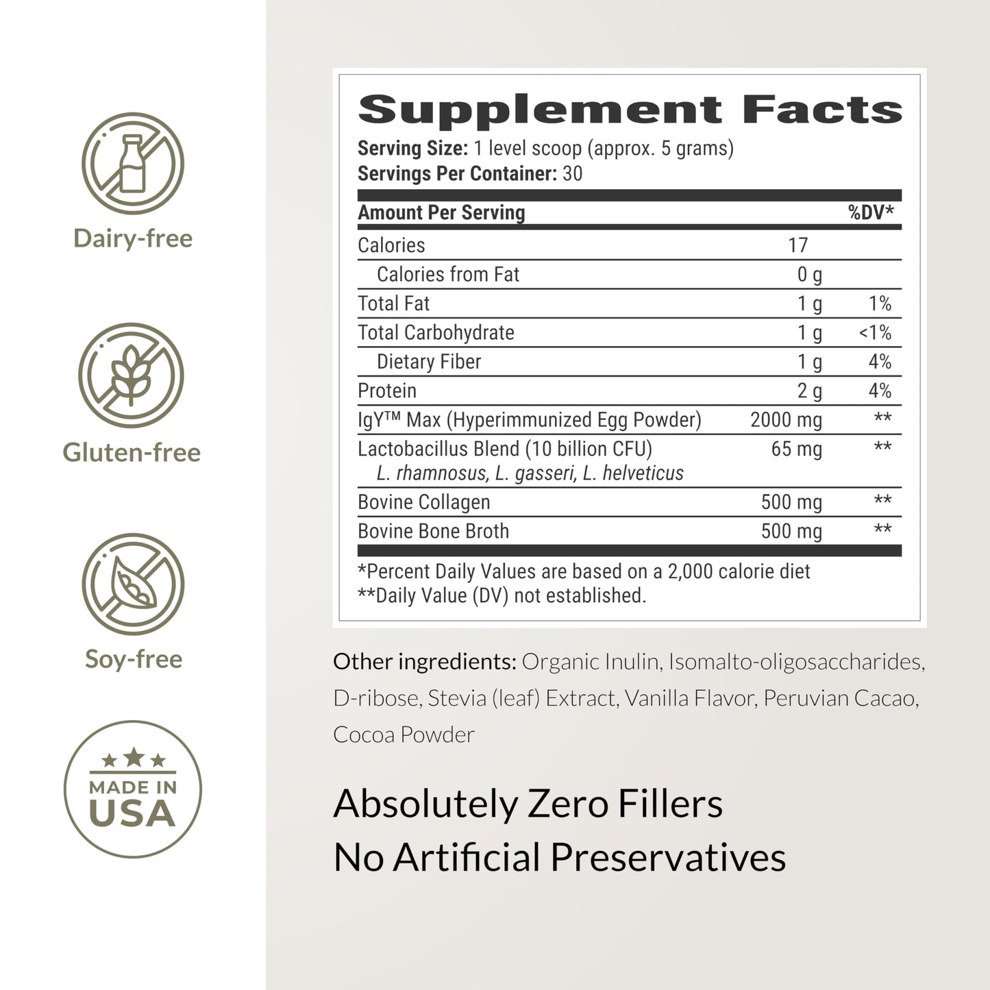 Microbiome Breakthrough Gut Support Powder โ Chocolate Flavor | Probiotics, Bone Broth & Collagen (30 Servings)