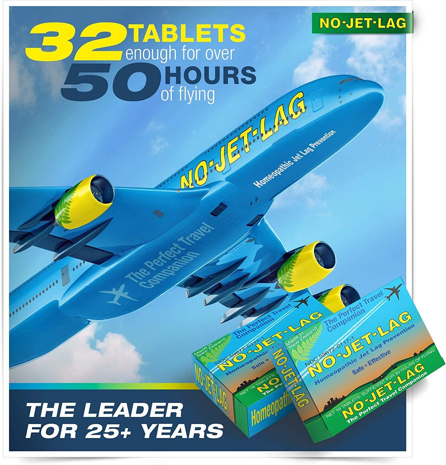 Miers Labs NO Jet Lag โ Homeopathic Jet Lag Remedy, 2 Pack, 64 Chewables, Plant-Based
