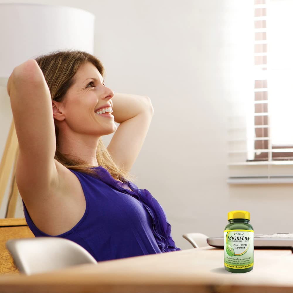 MigreLief Original Triple Therapy with Puracol β 60 Caplets | Nutritional Support for Migraine Sufferers