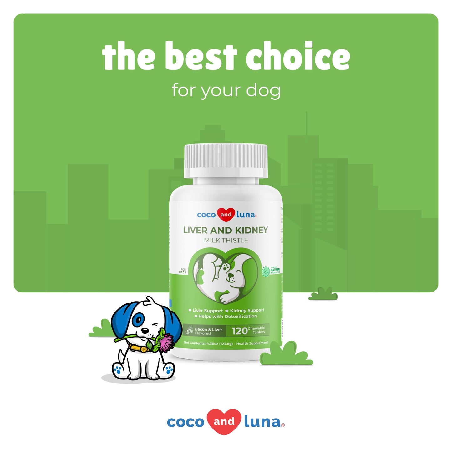 Milk Thistle for Dogs โ Liver & Kidney Support (120 Chewables)