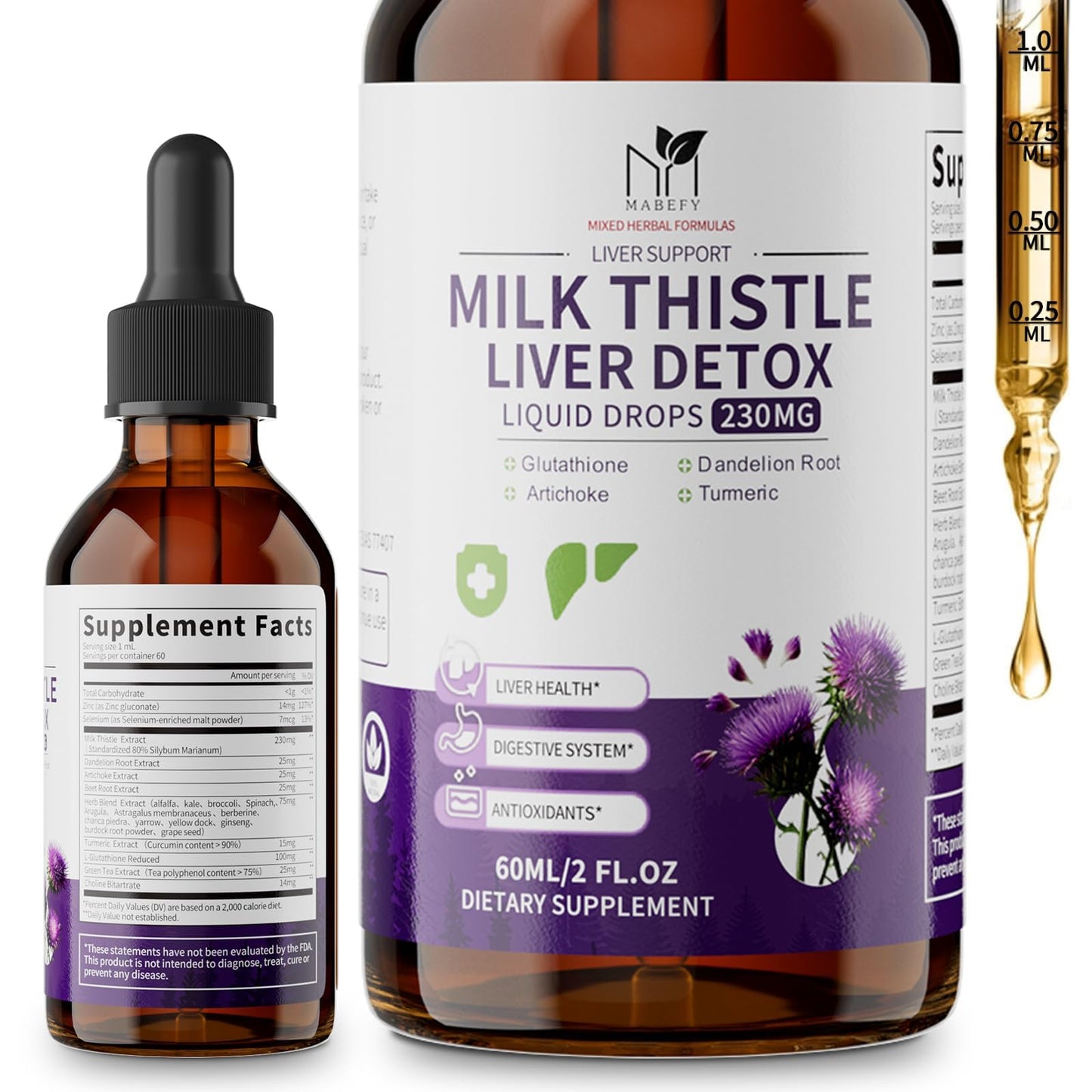 Milk Thistle Liver Support Drops โ Detox & Repair | Vegan, Non-GMO, 2 fl oz