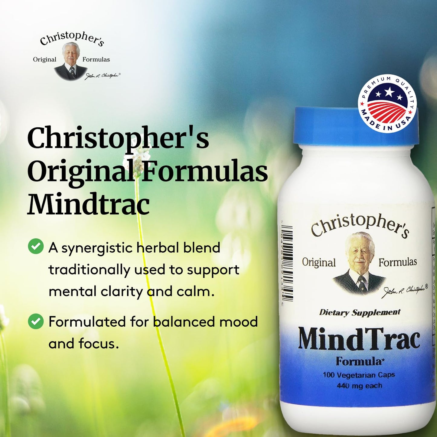 Christopher's Original MindTrac Formula โ Natural Mood Support & Memory, 100 Caps
