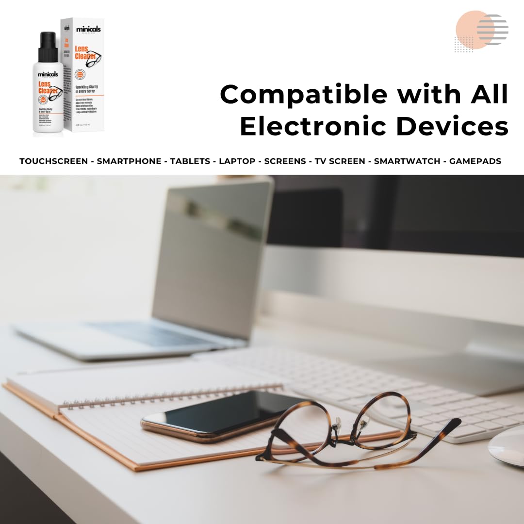 MINICALS Eyeglass Cleaner Spray with Microfiber Cloth | Compact Lens Cleaner Kit