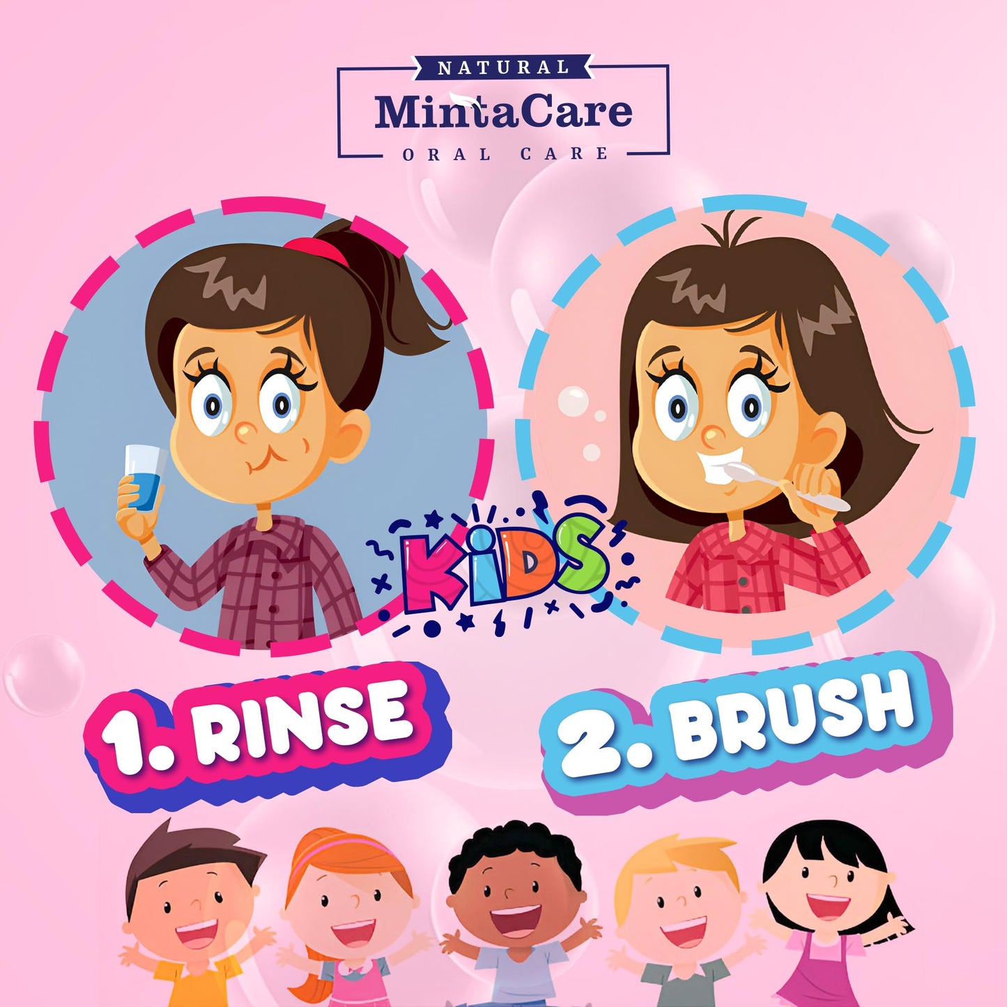 Mintacare All Natural Organic Oil Pulling for Kids โ Bubble Gum Mouthwash, Fluoride & Alcohol Free, Made in USA, 8oz