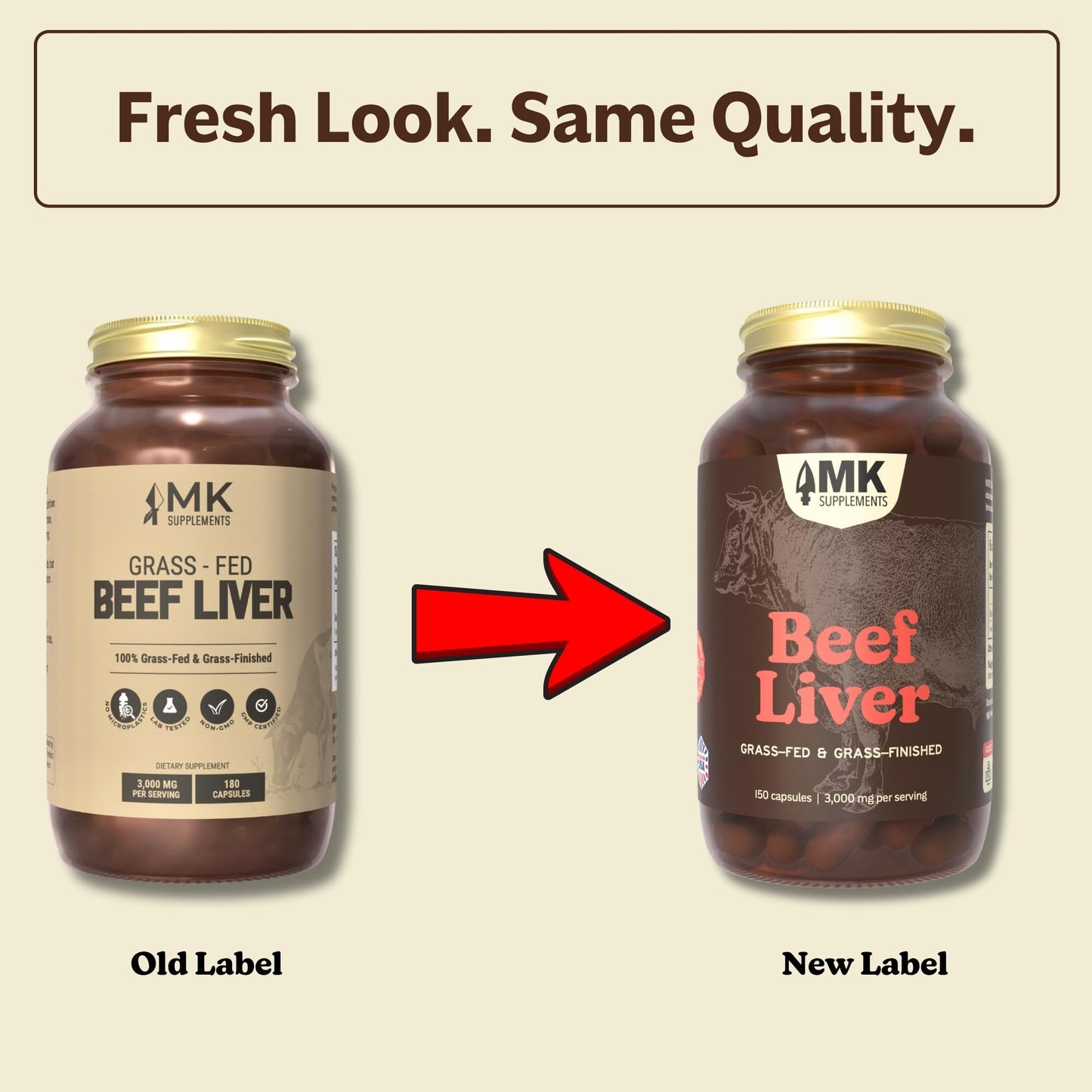 MK Supplements Grass Fed Beef Liver Supplement โ Energy, Digestion & Immunity โ Non-GMO, Freeze-Dried, 30 Servings