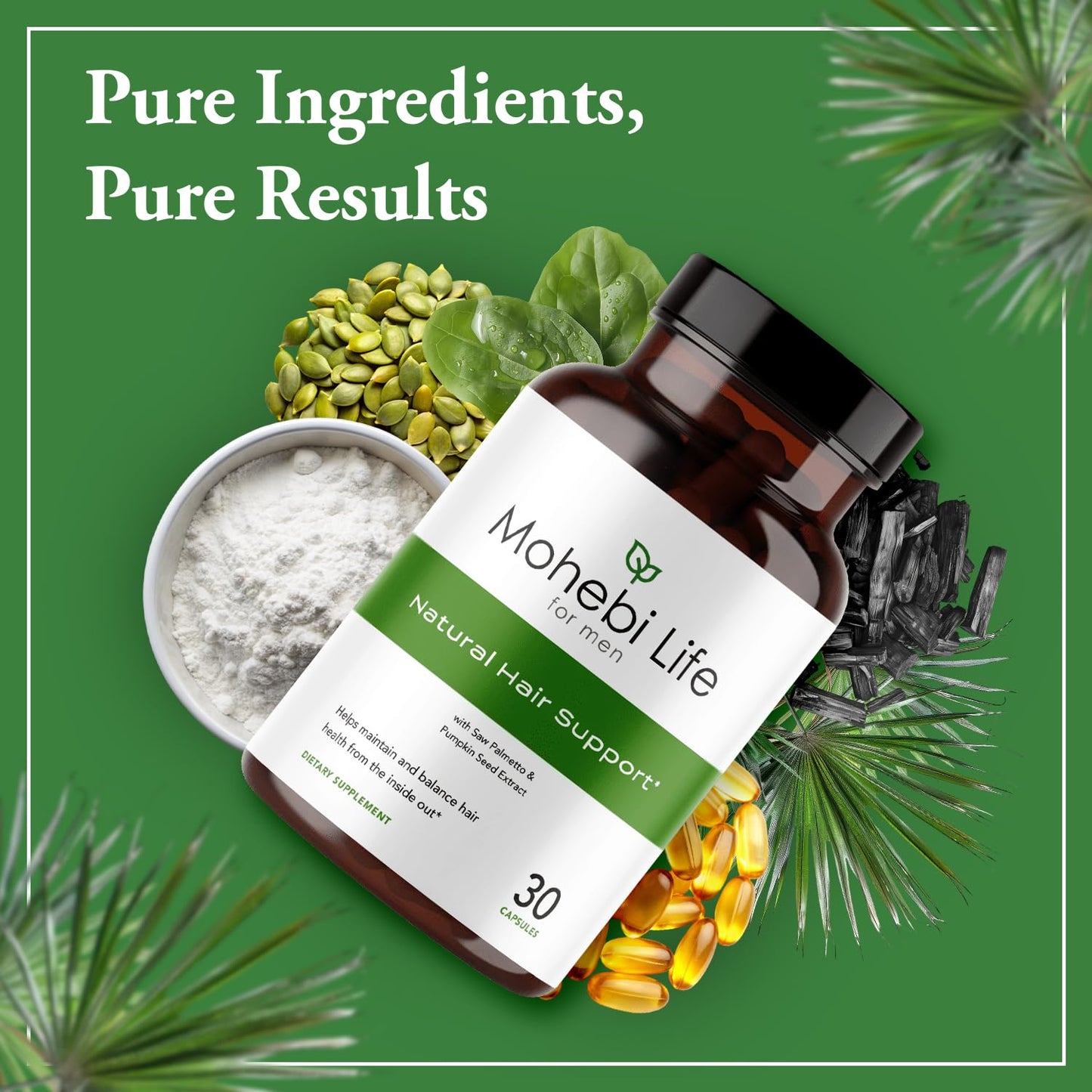 Mohebi Life Hair Growth Supplement for Men โ Saw Palmetto, Pumpkin Seed Oil, Biotin | 30 Capsules