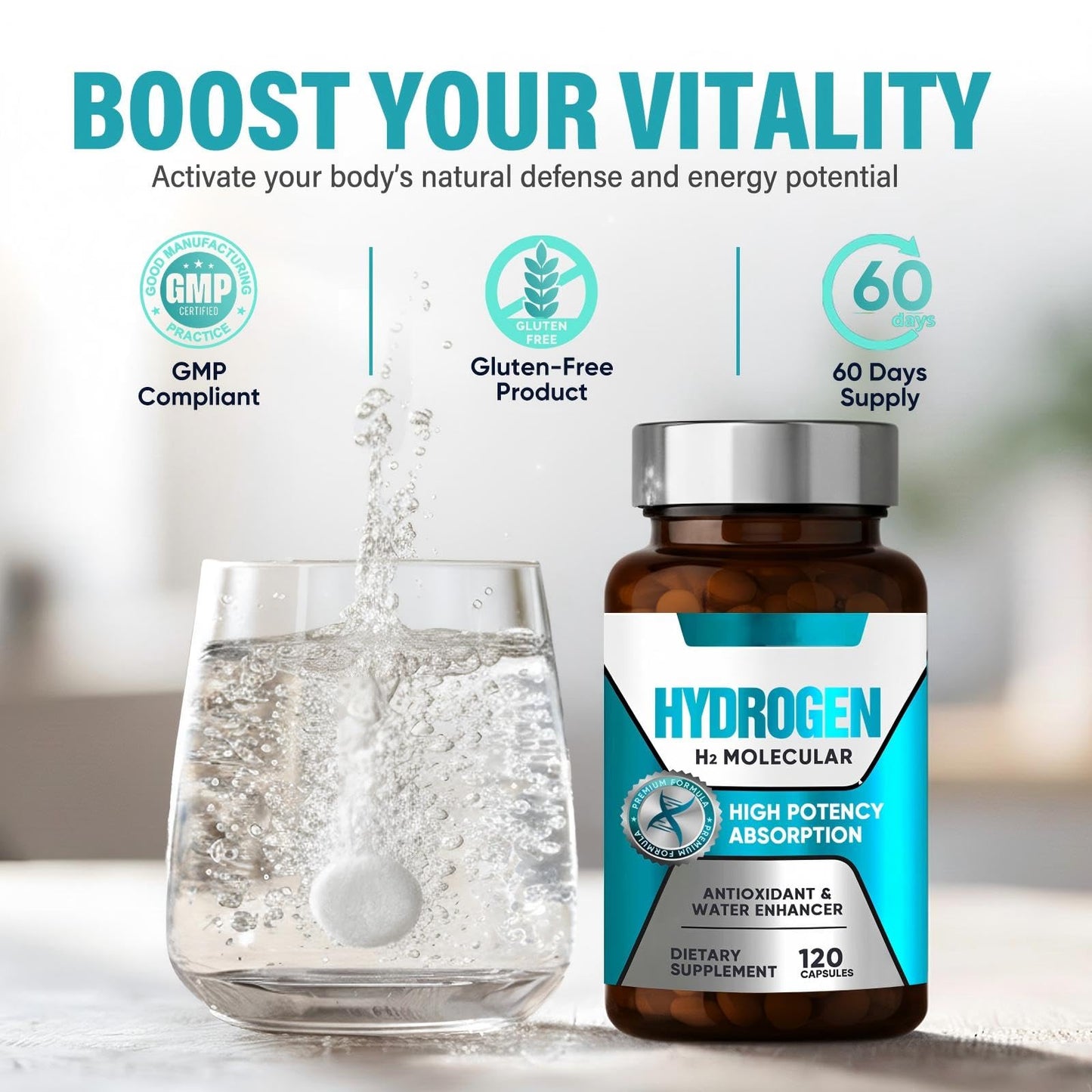 Hydrogen Water Tablets โ Brain Health & Energy (12 ppm H2 with Magnesium)