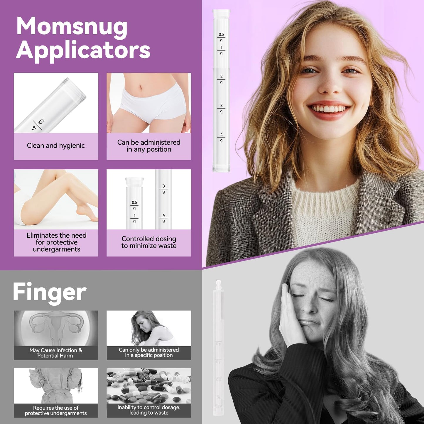 Momsnug Disposable Vaginal Gel Applicators with Dosage Markings โ 20 Pack