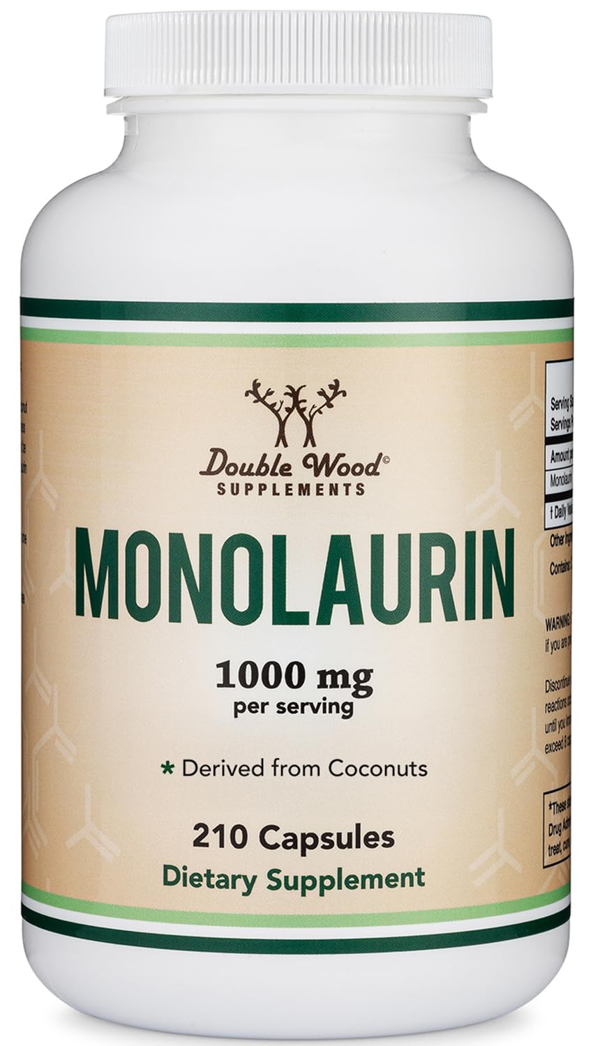 Monolaurin Immune Support โ 1,000mg per Serving, 210 Capsules | Vegan, Non-GMO, Gluten Free | Immune Booster by Double Wood