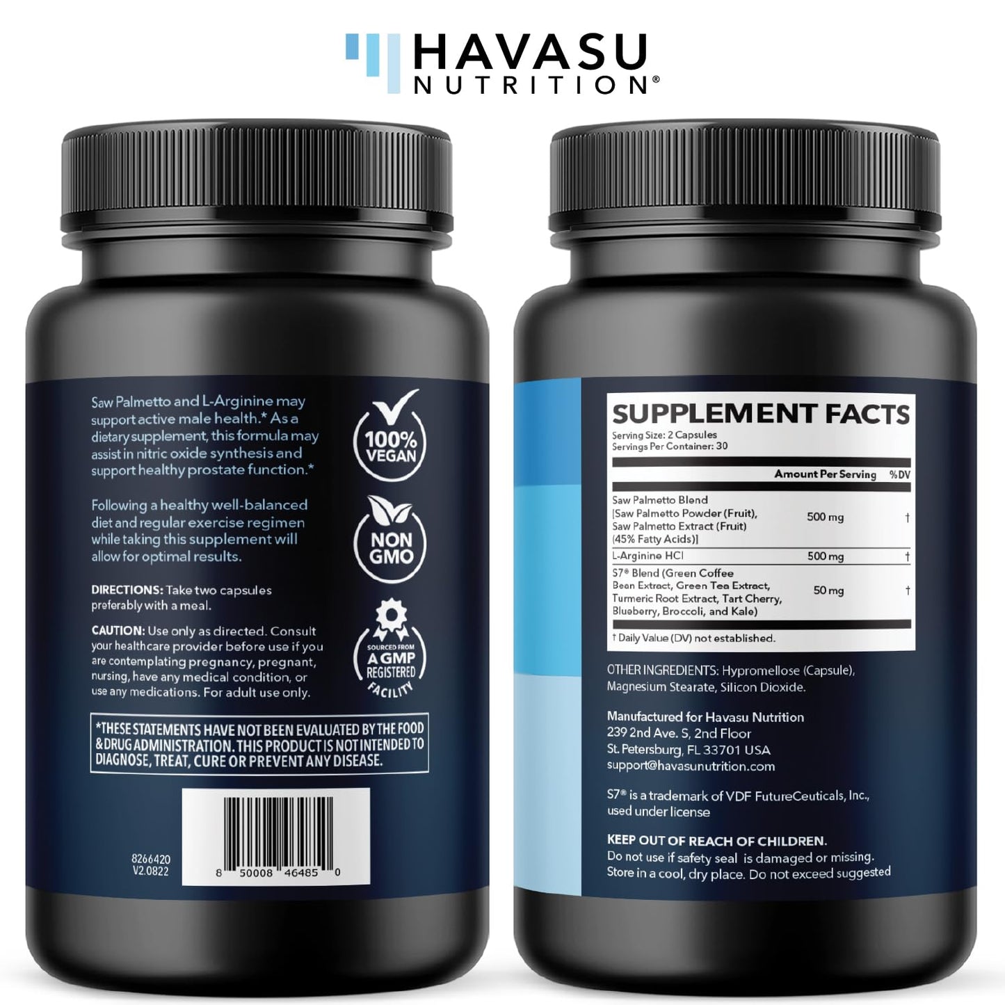 Saw Palmetto 500mg + L-Arginine 500mg โ Prostate Health, Urinary Support & Endurance (60 Count) โ Vegan, Non-GMO