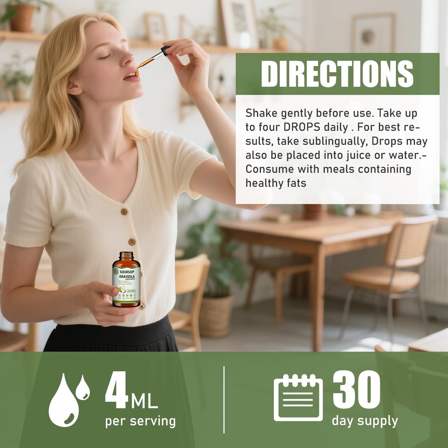 Mosslly 7-in-1 Organic Soursop Bitters Liquid Drops, 4 Fl Oz โ Immune Support