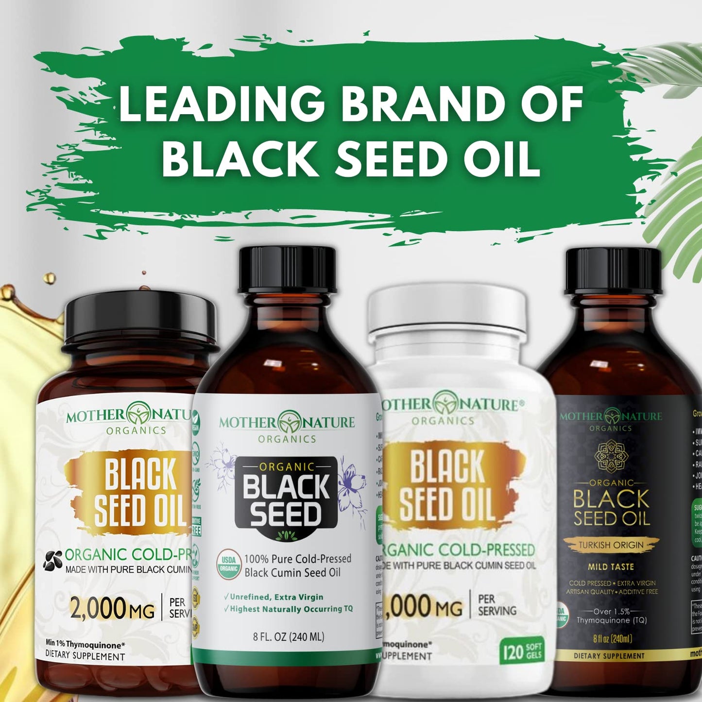 Mother Nature Organics Organic Black Seed Oil Capsules 1000mg โ 180ct, 3-Month Supply, Cold-Pressed Nigella Sativa from Turkey
