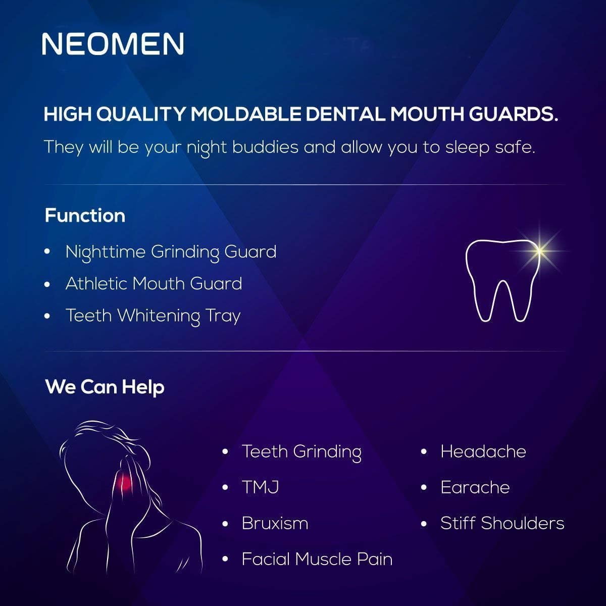 Moldable Mouth Guard for Teeth Grinding at Night โ Custom Dental Guard (4-Pack) + 12 Tablets