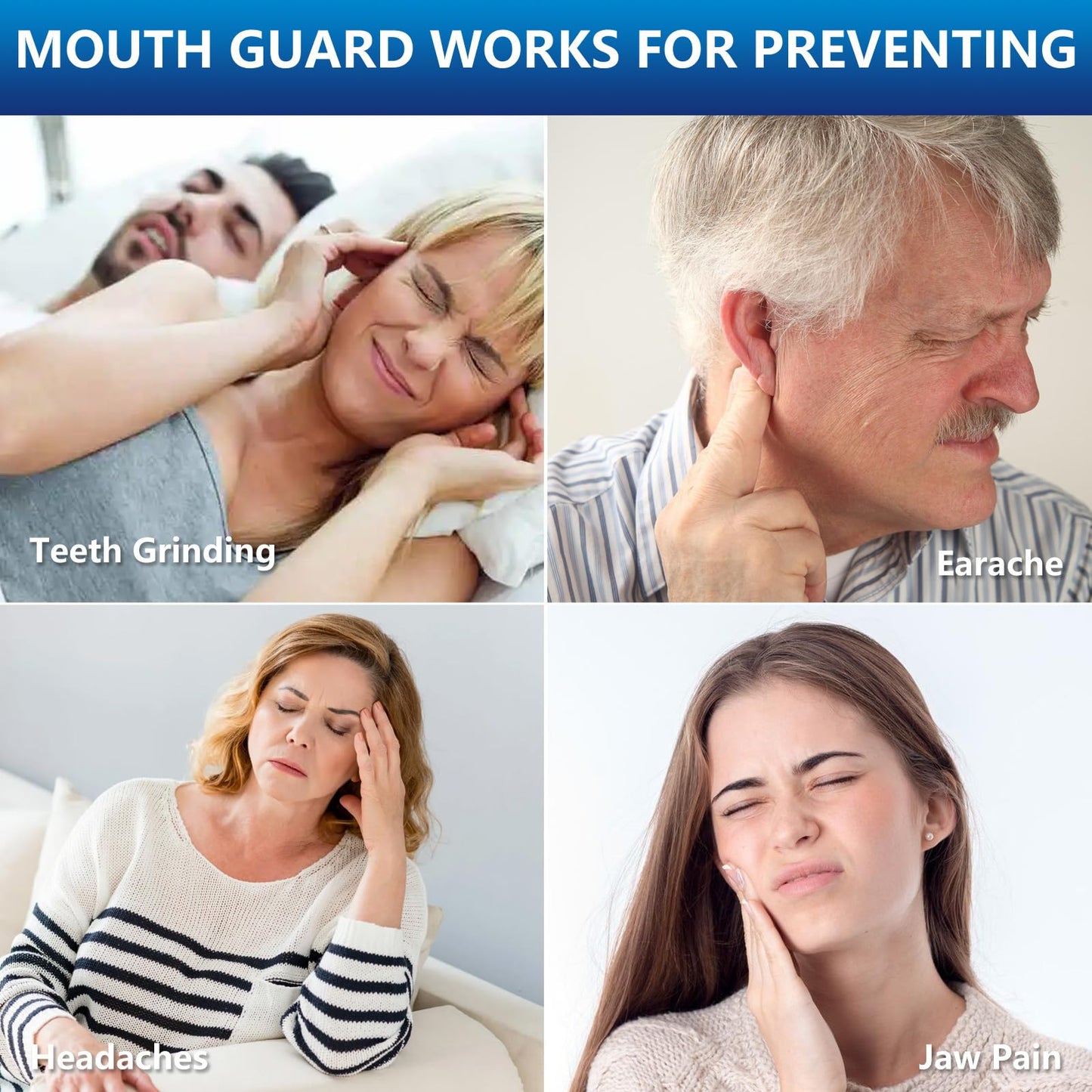 Mouth Guard for Teeth Grinding at Night β Bruxism Night Guard (8 Pack) with 12 Cleaning Tablets
