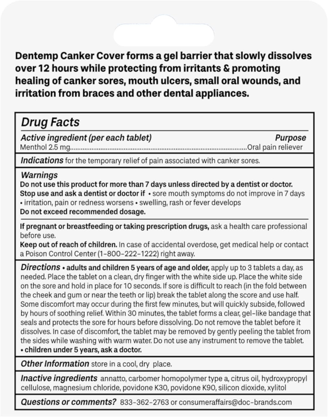 Dentemp Canker Cover โ Canker Sore Pain Relief Tablets (16 Count)