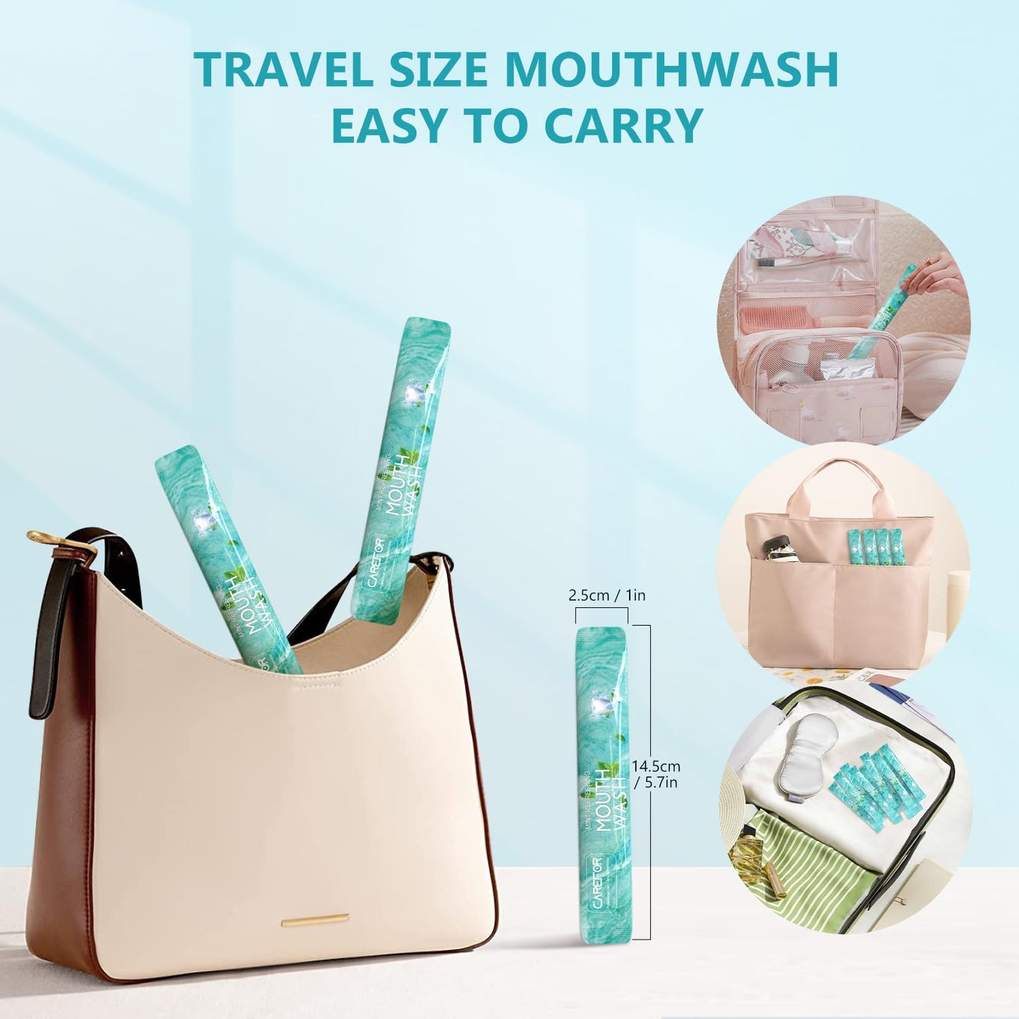 Mouthwash Travel Size โ 60 Pack of Individual Fresh Mint Mouthwash Packets (Alcohol & Fluoride Free)