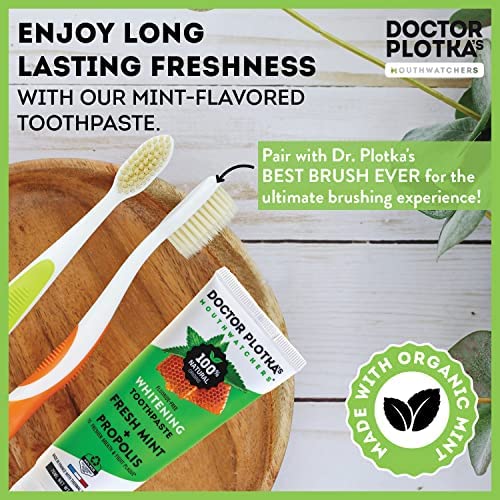 Mouthwatchers Whitening Fluoride-Free Toothpaste โ Natural Mint Propolis (3 oz) | Dr. Plotka's