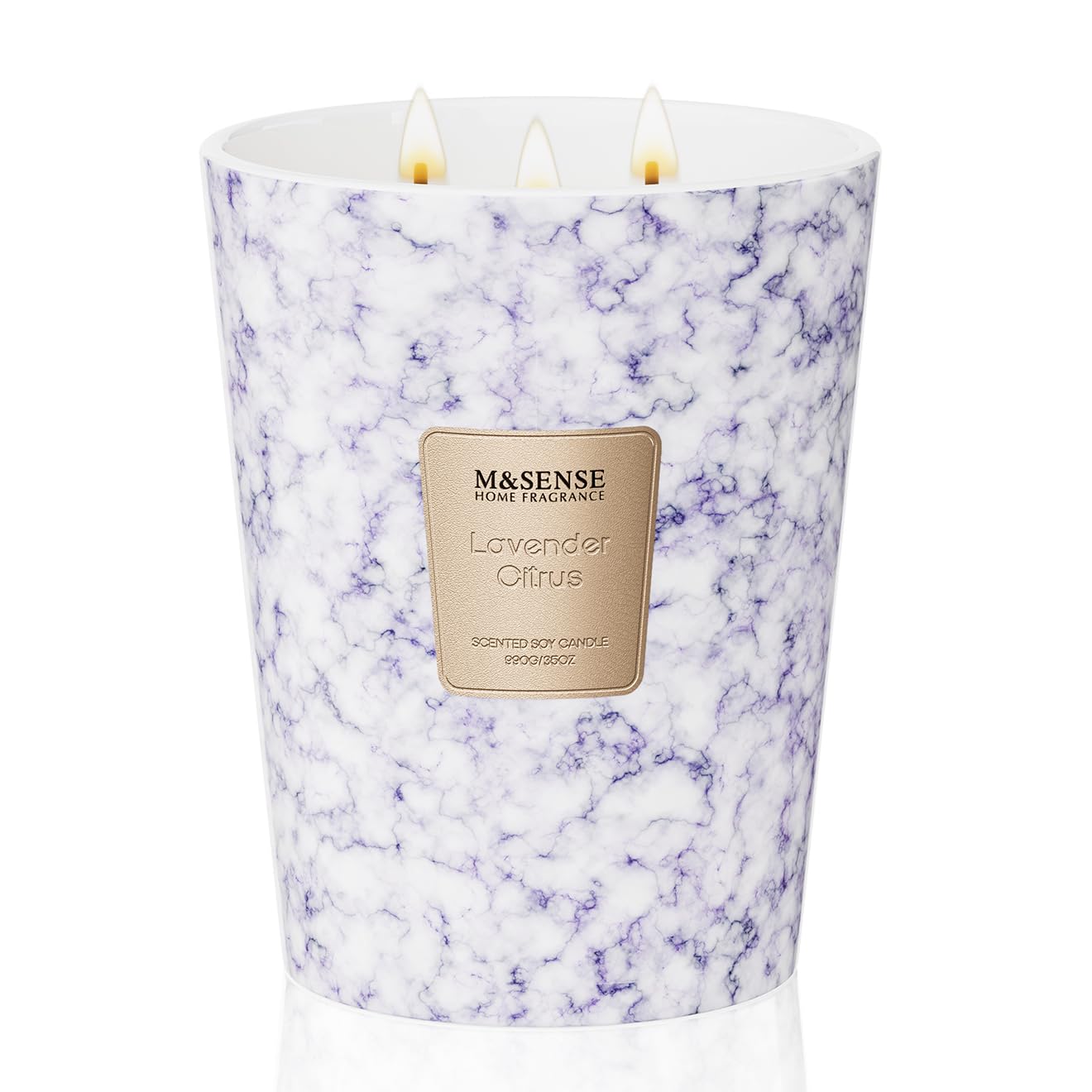 M&SENSE Extra Large 35oz Lavender Citrus Candle โ 3 Wick, 150h Burn