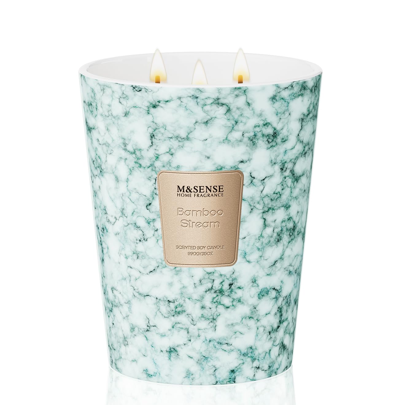 M&SENSE Extra Large 35oz 3-Wick Scented Jar Candle | 150H Burn Time, BambooStream โ XL Christmas Gift