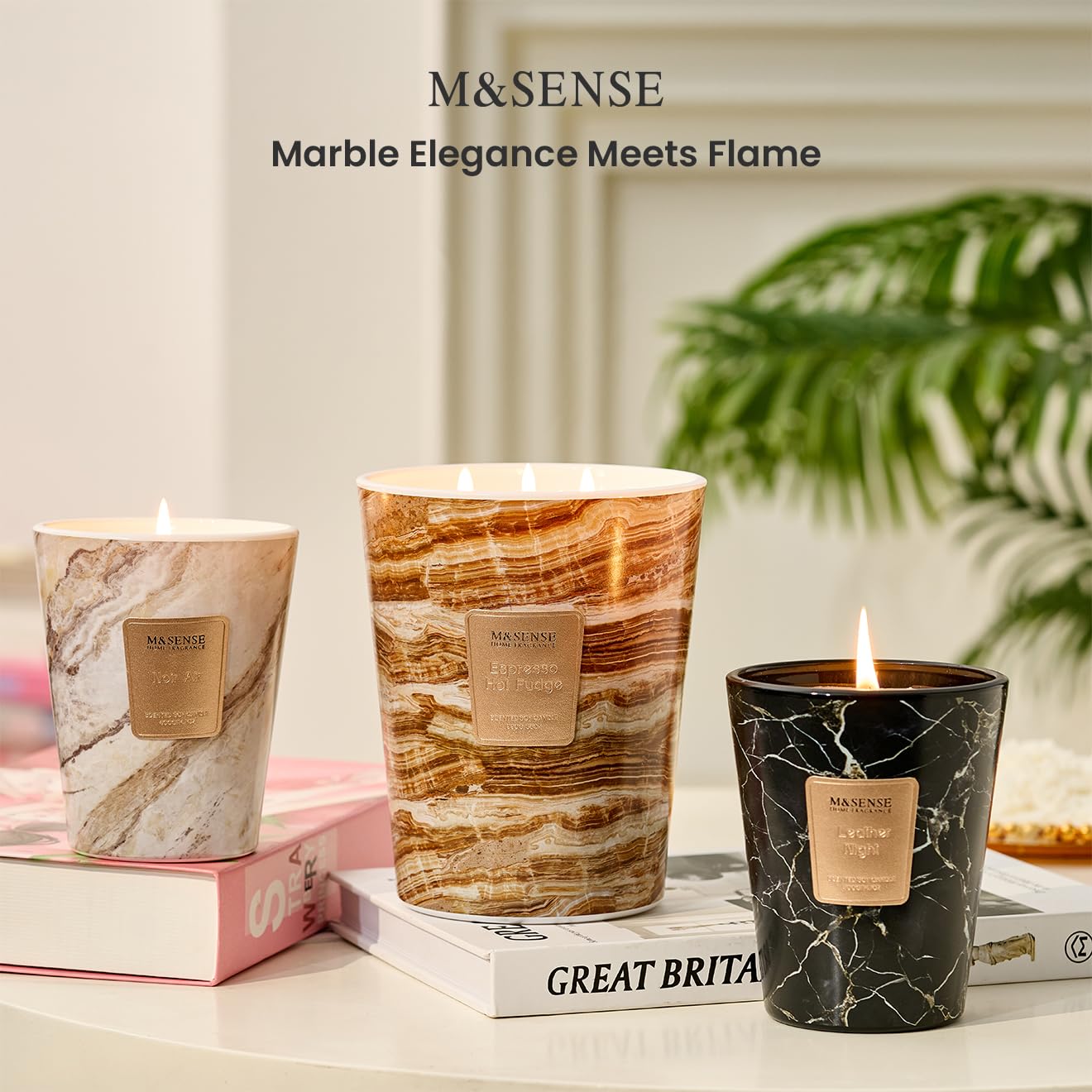 M&SENSE Extra Large Candle 35oz Oud Wood โ 3 Wick, 150H Long-Lasting Scented Jar Candle