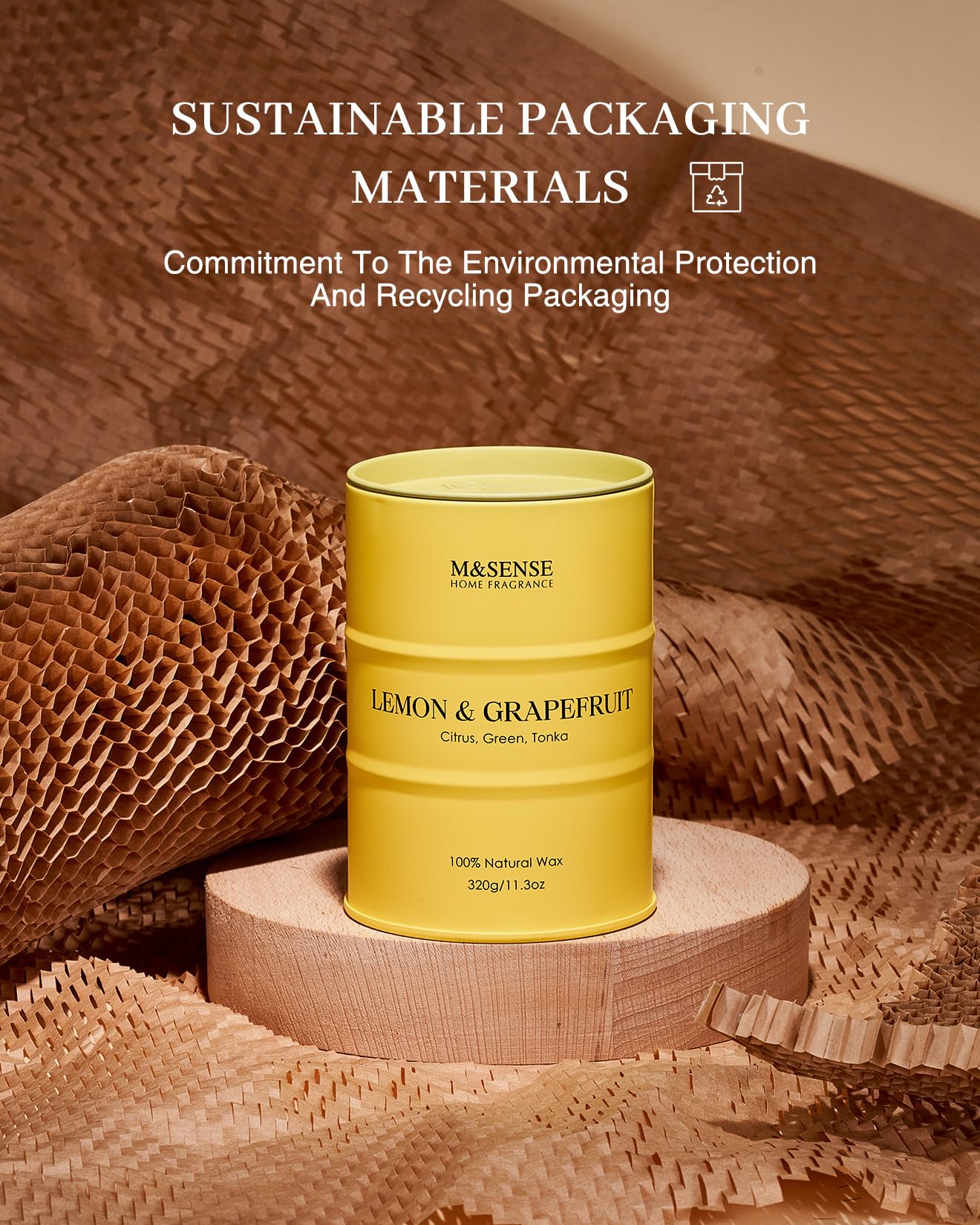 M&SENSE Lemon Candle โ 11.3oz, 70-Hour Burn, Grapefruit Citrus Scent