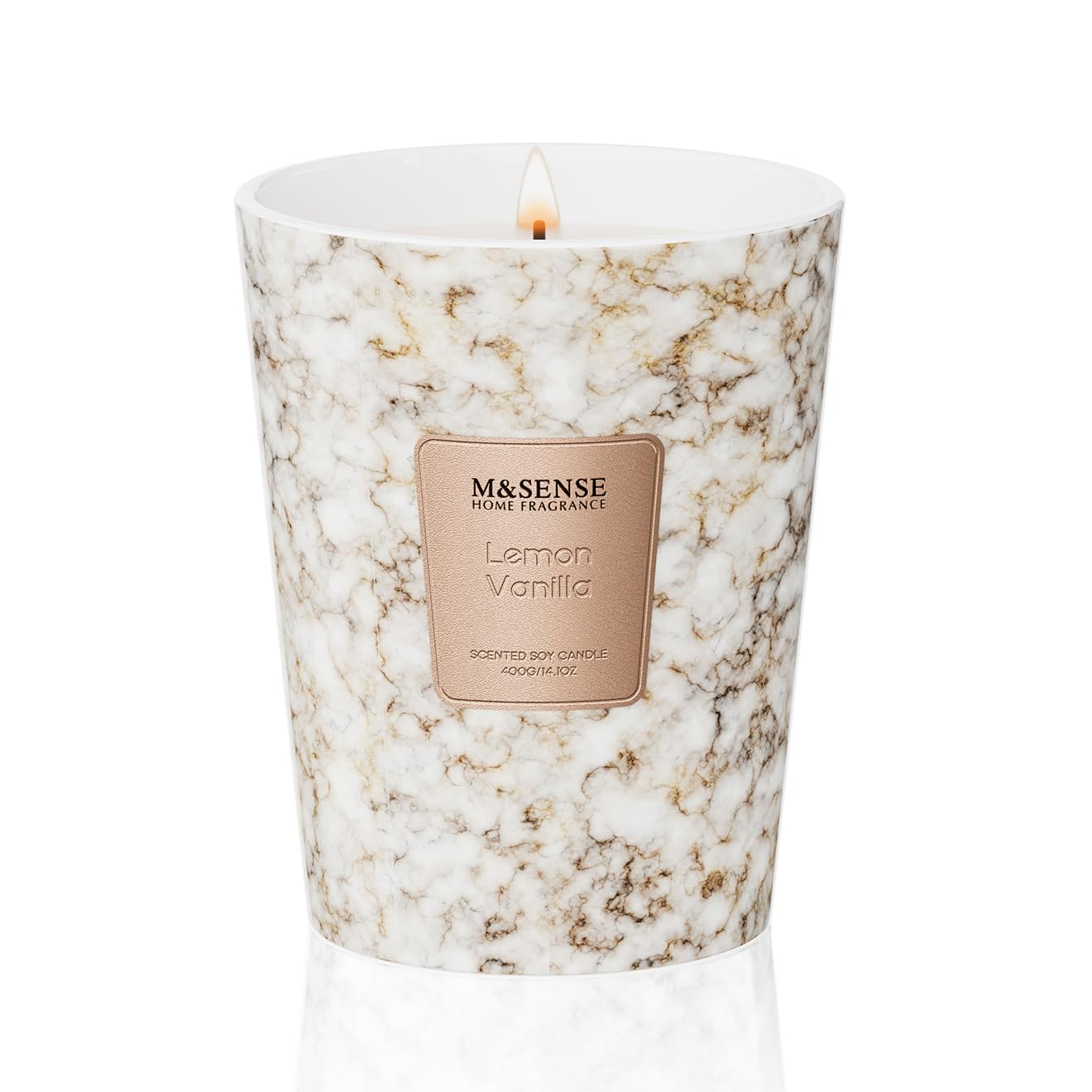 M&SENSE Lemon Vanilla Candle โ 3-Wick, 14.1 oz, 75h Burn Time